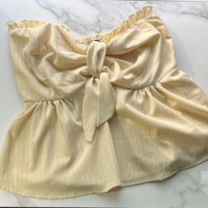 SHEIN Cream Tie-Front Crop Top